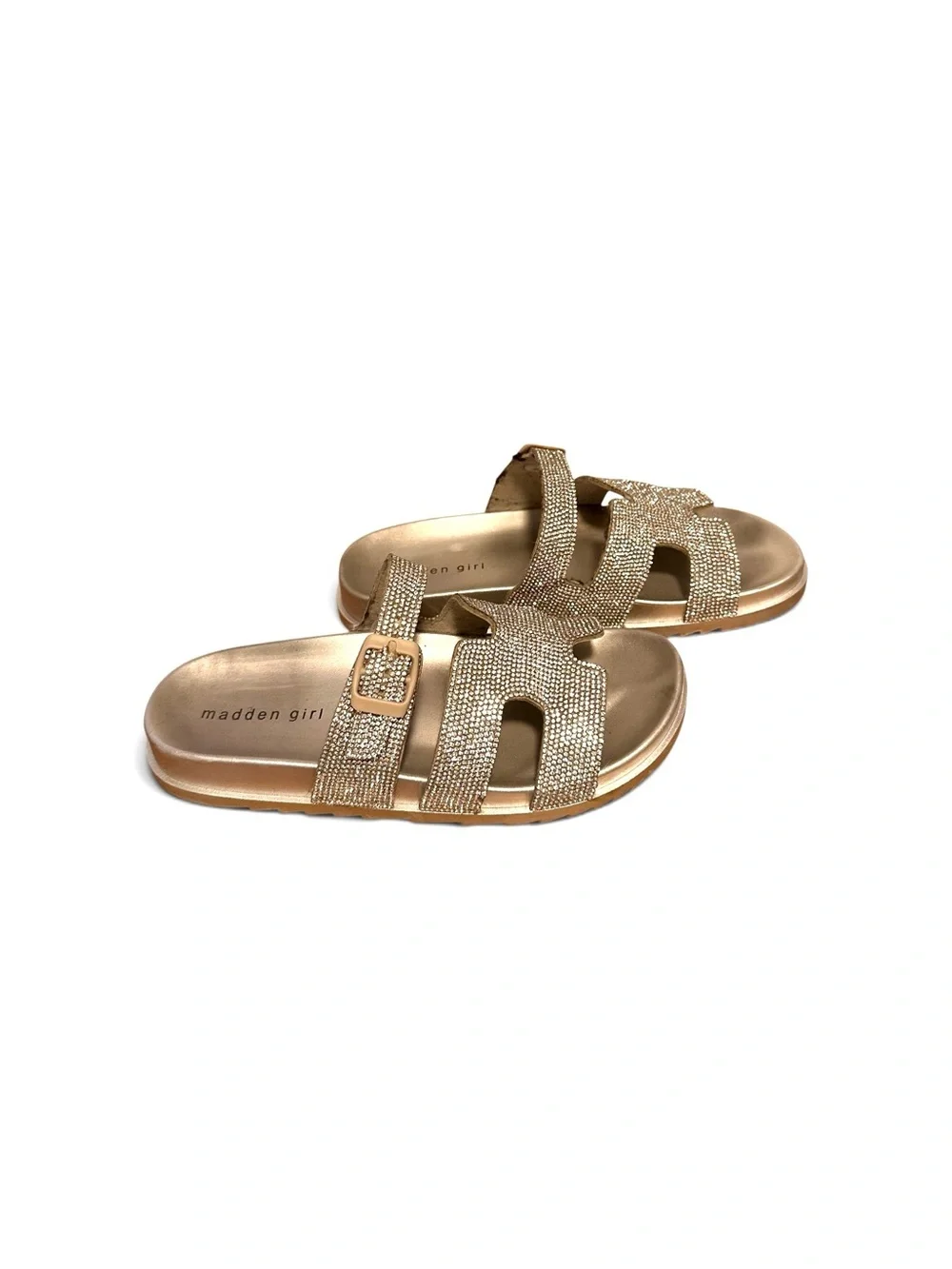 Madden Girl Silver Jeweled Slide Sandals - Size 8